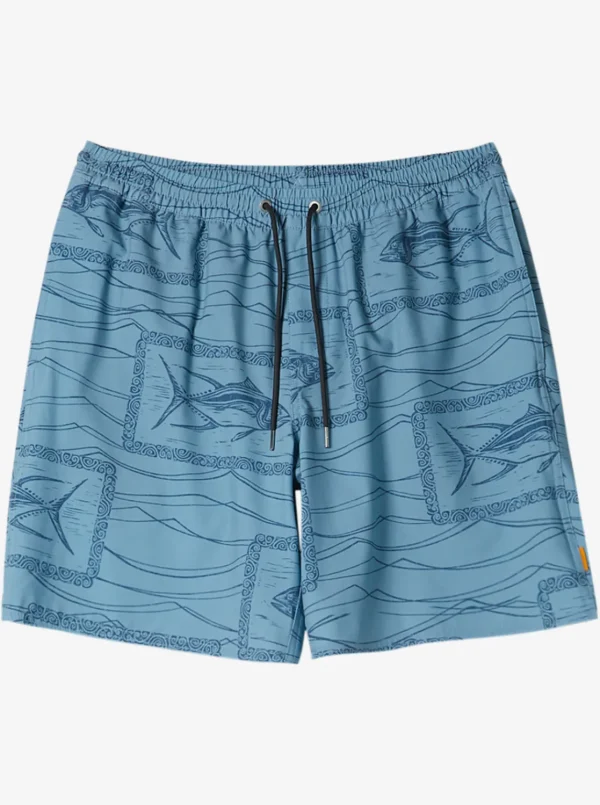 Quiksilver Boardshorts | Boardshorts>Waterman Reef Point Volley 17" Swim Trunks REEFPOINTDUSKBLUE