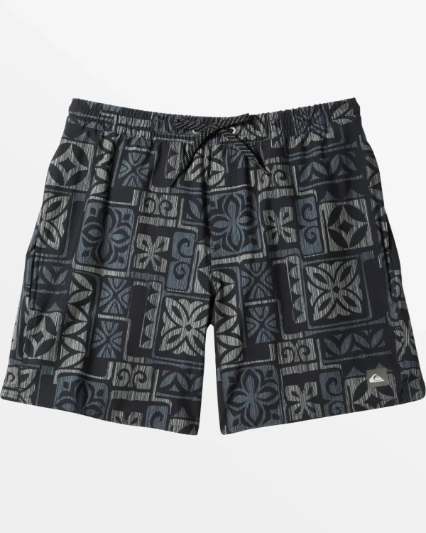 Quiksilver Boardshorts | Boardshorts>Waterman Tapa Time 18'' Elastic Waist Trunks TAPATIME-BLACK