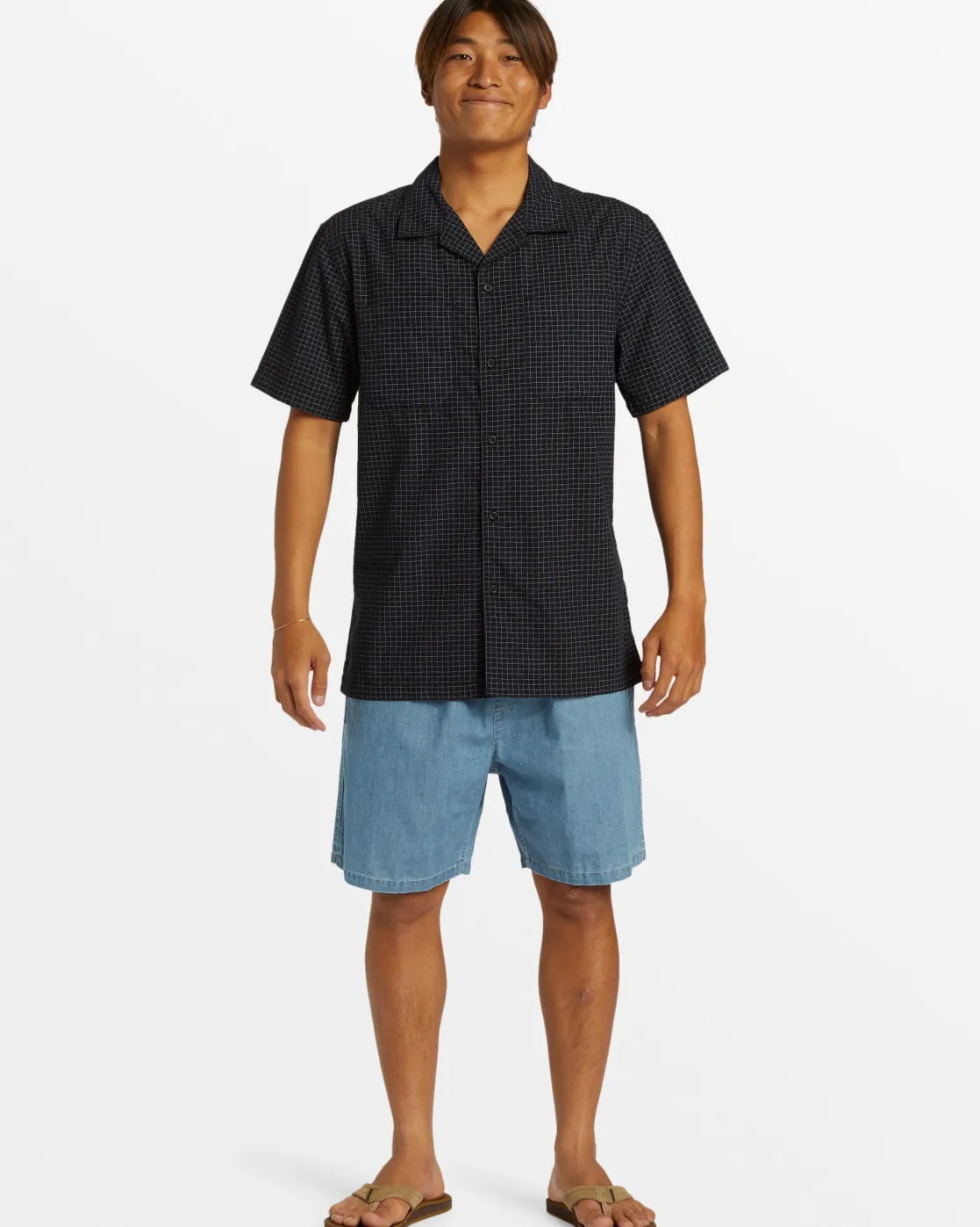 Quiksilver Shirts & Polos>XY Grid Casual Short Sleeve Shirt - BLACKDOUBLEUPSS