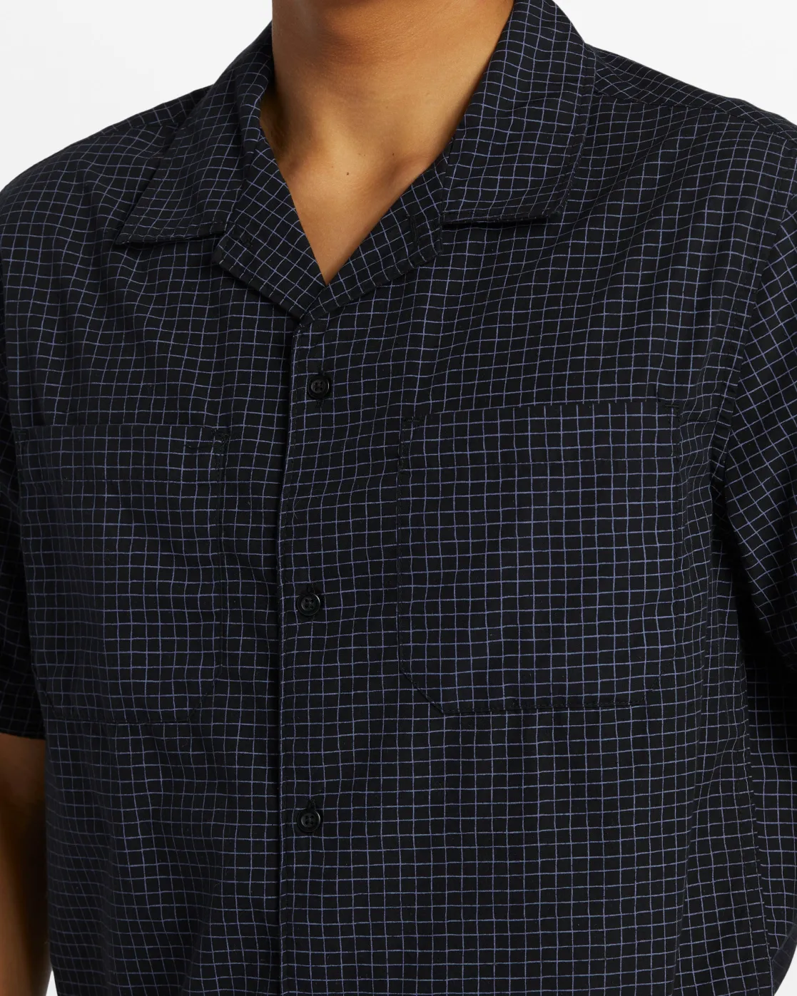 Quiksilver Shirts & Polos>XY Grid Casual Short Sleeve Shirt - BLACKDOUBLEUPSS